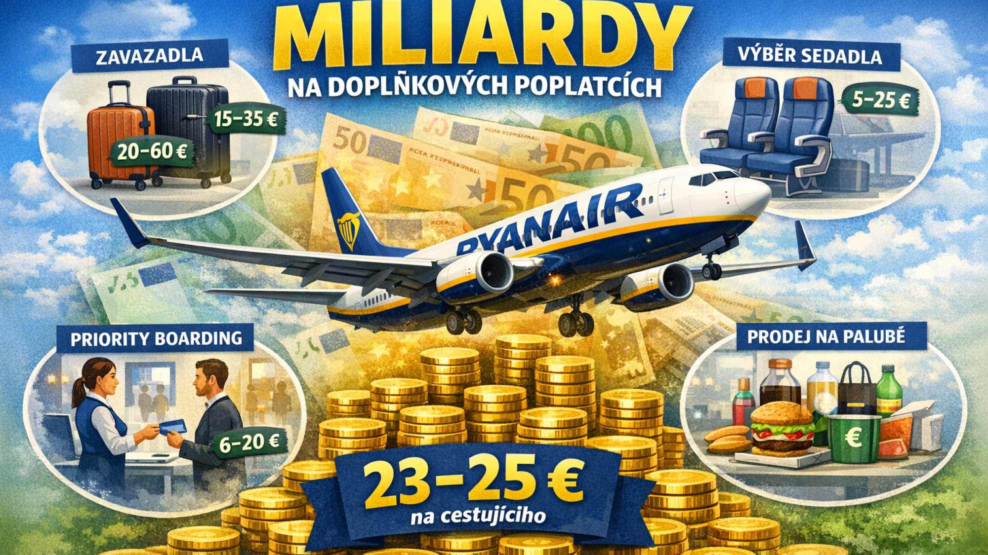 Ryanair a miliony z poplatků