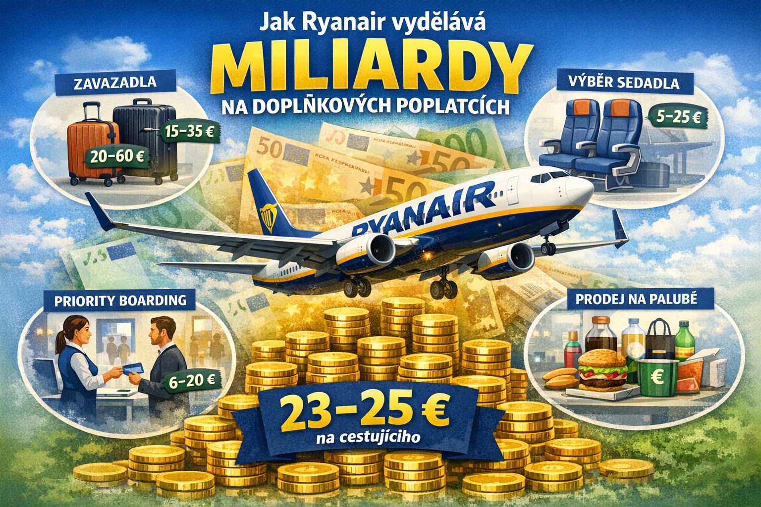 Ryanair a miliony z poplatků