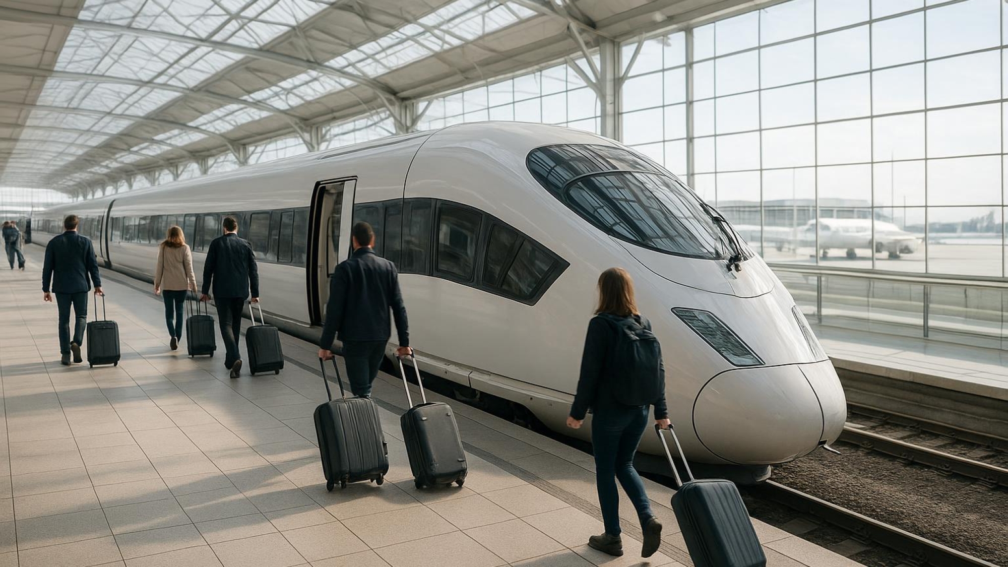 Letiště Stansted – nástupiště vlaku do centra Londýna