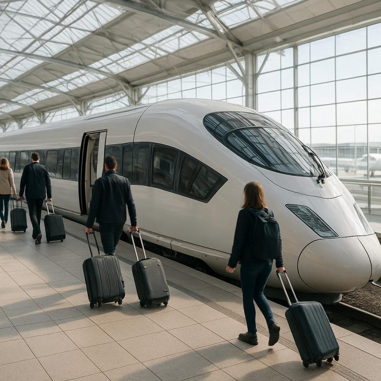 Letiště Stansted – nástupiště vlaku do centra Londýna
