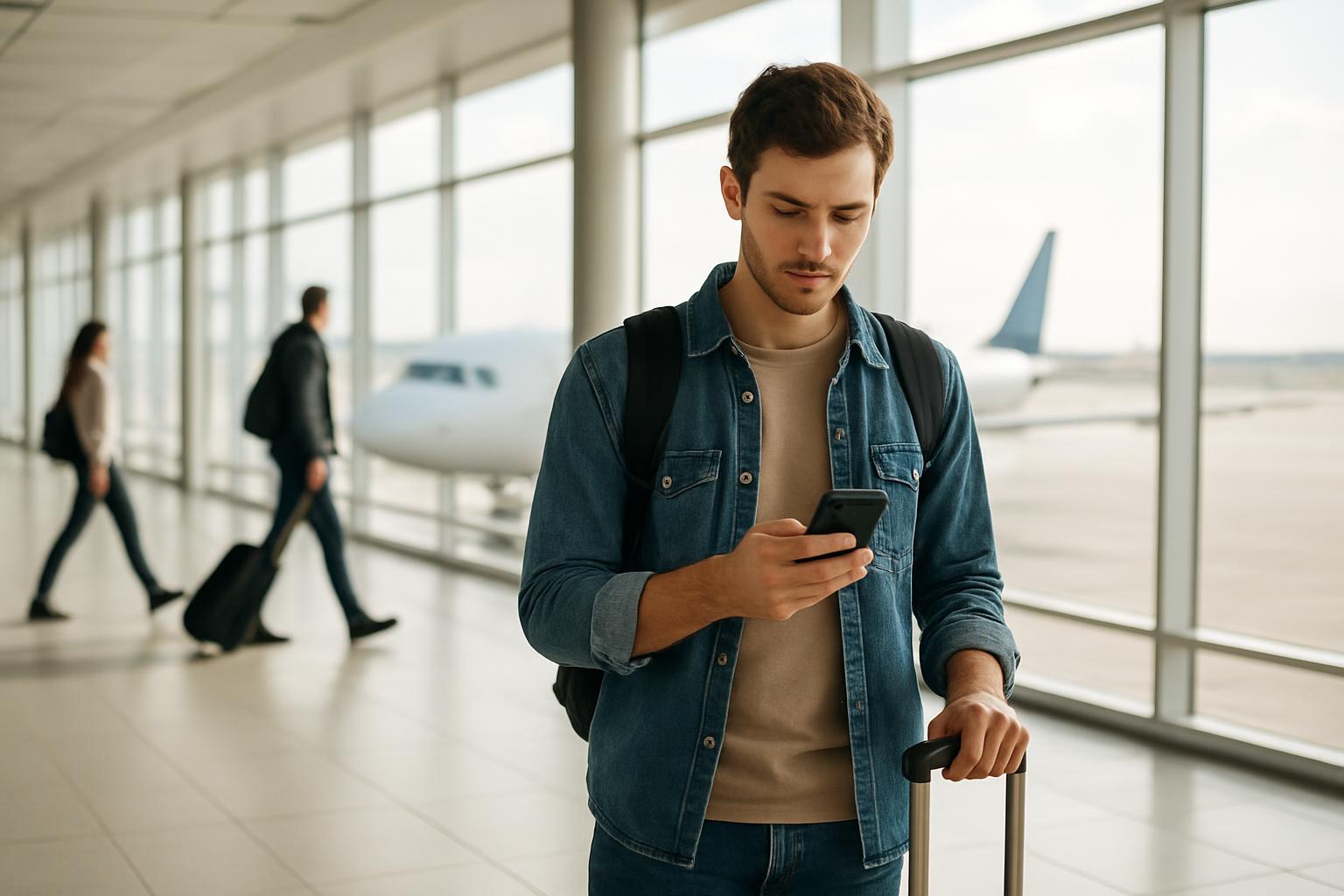 Ryanair Google Cloud AI – cestující s telefonem na letišti